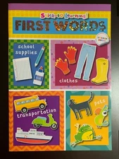 STICK-TO-LEARNING! FIRST WORDS WORKBOOK WITH STICKERS! NEW FUN KIDS HOME SCHOOL!