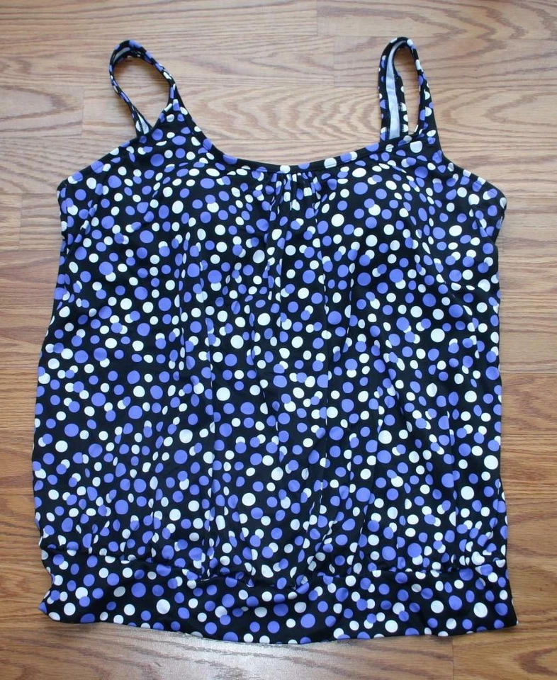 26W BLUSA BANDA INFERIOR TANKINI TOP PÚRPURA PUNTOS PIEL VIENTRE NEGRO PANTALONES CORTOS DE BAÑO 26 Foto 4 de 4