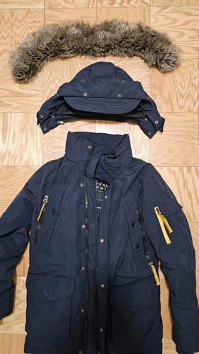 SUPERDRY PREMIUM ULTIMATE DOWN PARKA Men's Size S, Dark Navy - Picture 3 of 11