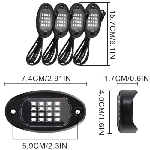 4pcs RGB LED Rock Lights APP Control for UTV SUV Pickup RZR Trailer Motorcycle - Picture 13 of 14