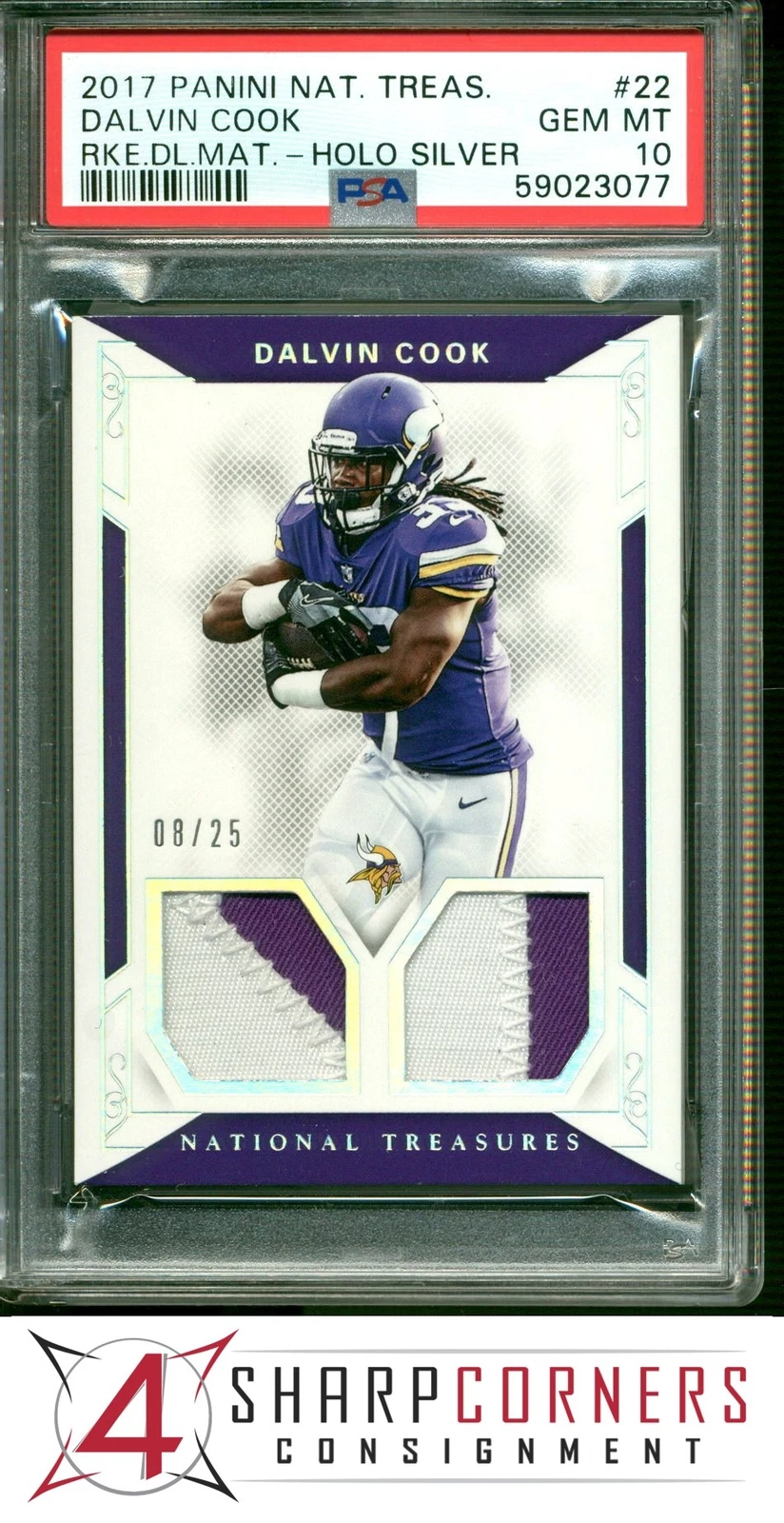 Dalvin Cook Panini National Treasures Rookie Dual Materials #22 Holo Silver