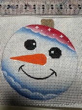 Handpainted needlepoint Zweigart Canvas Cute Snowman Face on 18ct