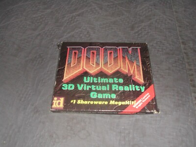 1993 DOOM 3D ORIGINAL ID SOFTWARE SHAREWARE gold meallion 3.5 FLOPPY 2 DISC SET