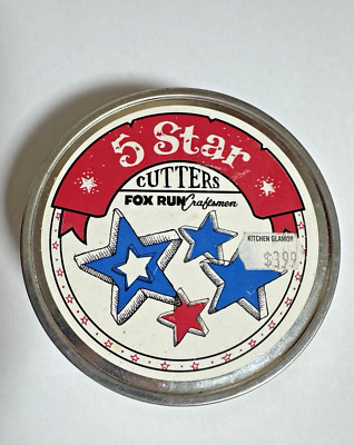 Stainless Steel Star shape Cookie or dessert cutters in tin, Fox Run Craftsmen