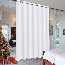 WHITE Blackout Curtain Privacy Room Divider Panel w/Grommets 150x84 inches EXC