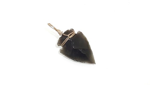 Black Obsidian Arrowhead Pendant Necklace with cord and velvet pouch Native - Picture 5 of 6