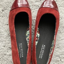 Hotter Angel Wedge Shoes Red Leather UK 5.5 Comfort Slip On Ladies