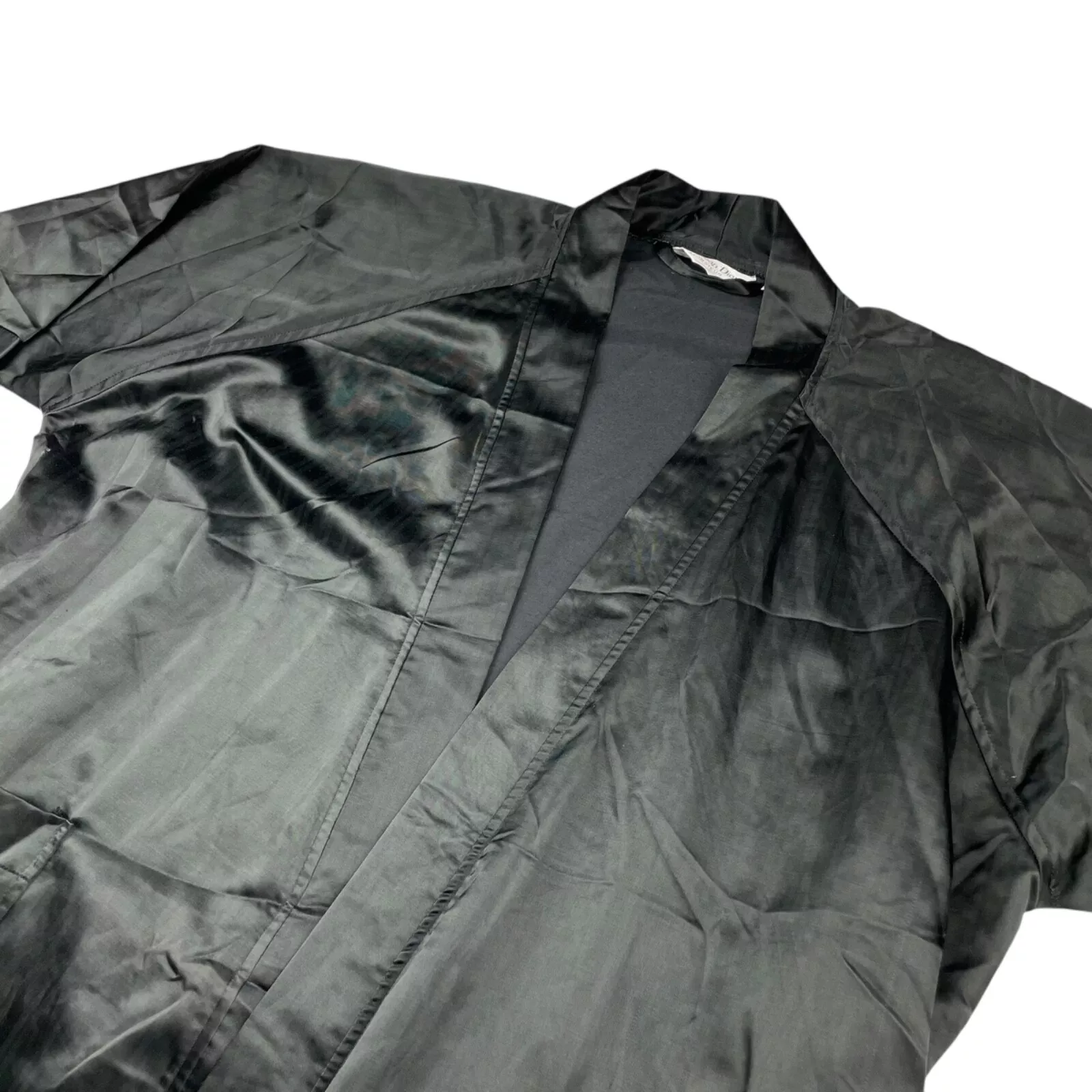 Robe homme vintage Christian Dior ceinturée satin rayures noires • Taille unique