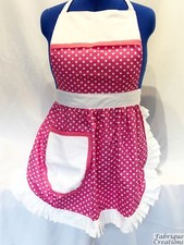 RETRO VINTAGE 50s STYLE FULL APRON / PINNY - CANDY PINK POLKA DOT with WHITE
