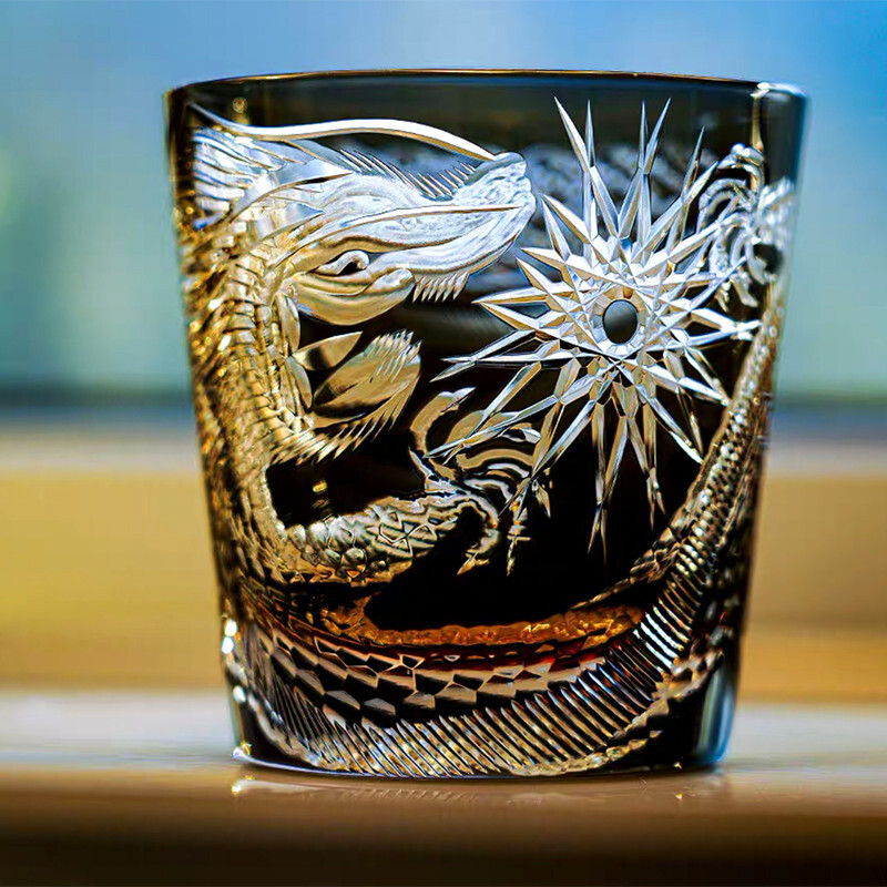 High-end Gifts Crystal Whisky Glass Edo Kiriko Glass Black with Gift Box 320ml-image