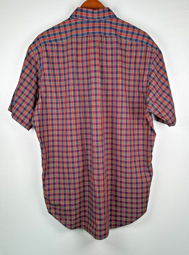 Ralph Lauren Shirt Men Large Orange Blue Plaid Button Up Custom Fit Dress Poplin - Picture 9 of 10