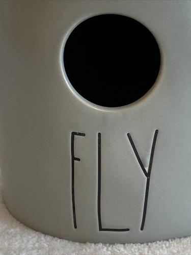 Rae Dunn ‘FLY’ Birdhouse Gray/Tan Round Ceramic Birdhouse by Magenta New - Picture 6 of 6