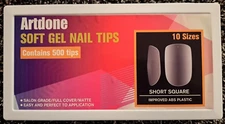 500Pc Nail Tips, Soft Gel Short Square Matte Acrylic Press On Fake Nails ARTDONE