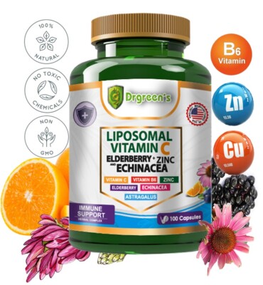 Daily Immune Support Vitamin C, Zinc, Elderberry & Echinacea SUPPLEMENT 100 caps