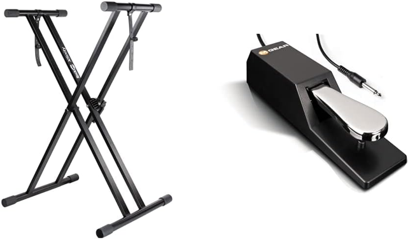 Universal Piano Keyboard Stand with Locking Straps, M-Audio SP 2, and Sustain Pedal for Enhanced Stability