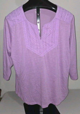 Cute Comfy  Northcrest Woman Plus Size 2X  Smock Tunic Top Lavender
