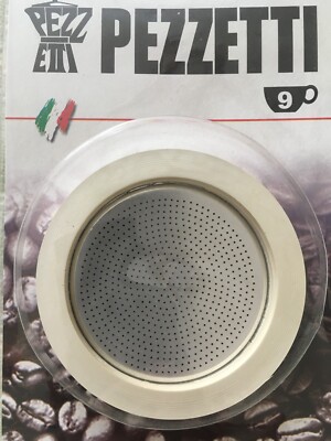Pezzetti . Dichtungen + Filter für 9er Espressokocher . 1 Filter 3 Dichtungen .