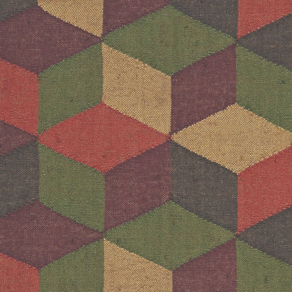 Alfombra Kilim rústica estilo tapiz negro y verde telar tejido Calistoga 3' x 5' Foto 3 de 3