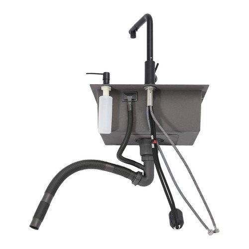 Drop In Kitchen Sink Stainless Steel Single Bowl Sink with Pull-out Faucet - Picture 4 of 20