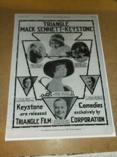 REPRODUCTION 1916 TRADE AD FOR MACK SENNETT COMPANY FATTY ARBUCKLE 11.5"BY16"
