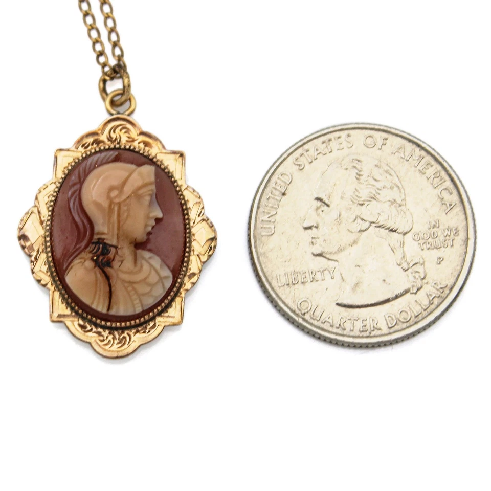 Antiguo Collar Colgante Camafeo Cornalina Oro Amarillo 10K Foto 4 de 4