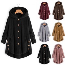 Women's Tops Teddy Bear Fleece Hooded Coat Fur Fluffy Jacket Winter Outwear Plus