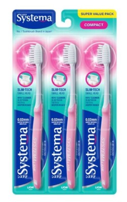SYSTEMA 0.02mm Super Value Pack Compact Toothbrush 3's - FREE SHIPPING