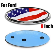 9" For Ford F150 Edge Explorer Red US Flag Grille Emblem Tailgate Oval Badge
