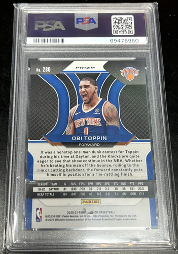Obi Toppin panini silver prism psa mint 9 #280 - Picture 2 of 2