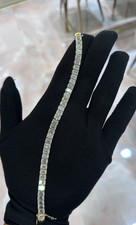 28.00 ct D/VVS Lab Grown Emerald Diamond Tennis Bracelet, 18k Yellow Gold