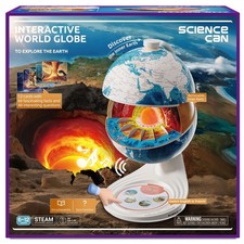 Science Can Openable Globe for Kids, 8 Inch Interactive World Globe Talking M...
