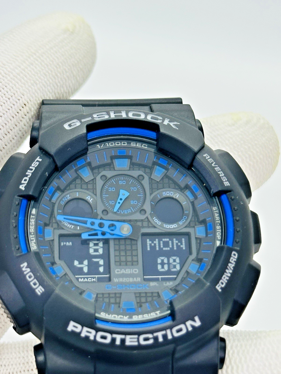 Casio G-Shock GA-100 Black Blue Module 5081 Analog Digital Watch
