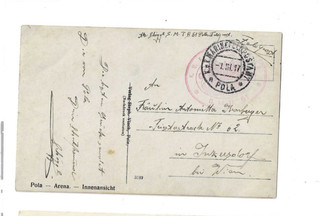 Nr.57584 PK Pola Arena Feldpost K u.K. Kriegsmarine 1917 S M.B.T 51