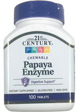 21st Century Papaya Enzyme for Digestive Support 100 Tablets - EX 12/27