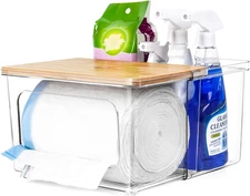 Trash Bag Dispenser Holder, 2-in-1 Under Sink Organizer with Clear Acrylic Box