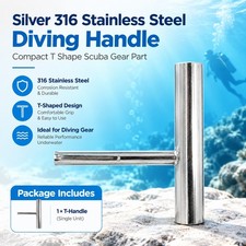 Diving Equipment T Shaped Handle, Silver Stainless Steel 316 Metal Grip Compact