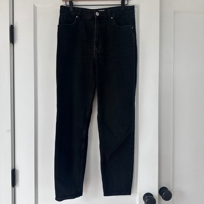 Bershka Mom Fit High Waisted Jeans Washed Black Denim Size 6 US 38 EUR