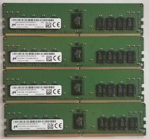 64GB (4x 16GB) Micron DDR4 2666MHz Server Memory, ECC DIMM, 2Rx8 PC4-2666V
