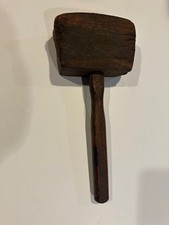 Antique Primitive Rustic Wooden Sledge Hammer Carpenter Mallet 13" Heavy, V Nice
