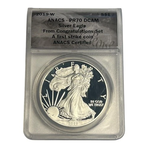 2019 W, PR70 DCAM, ANACS FIRST STRIKE COIN , AMERICAN SILVER EAGLE PROOF 1A