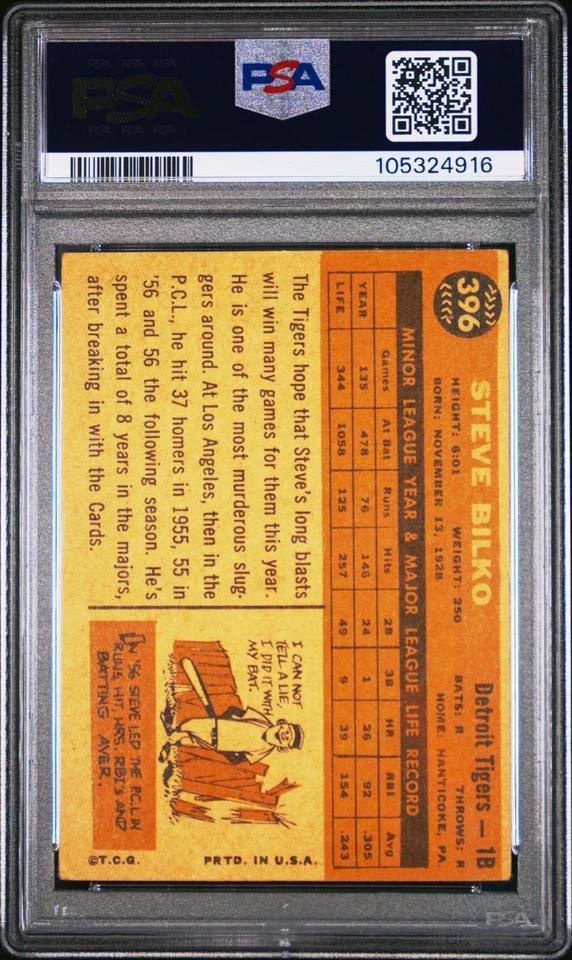 1960 TOPPS #396 STEVE BILKO PSA VG+ 3.5 - Image 2 of 2