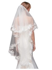 2 Tier Lace Wedding Bridal Veil With Metal Comb
