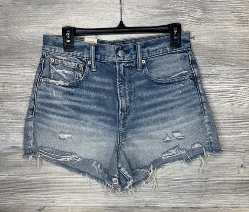 AE77 American Eagle Cut-Off Jean Shorts Women's 29 Blue Denim High Rise NWT $148