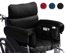 Velvet Wheelchair Seat Cushion Support Coccyx Back Non-Slip w/ Removable Arm Pad