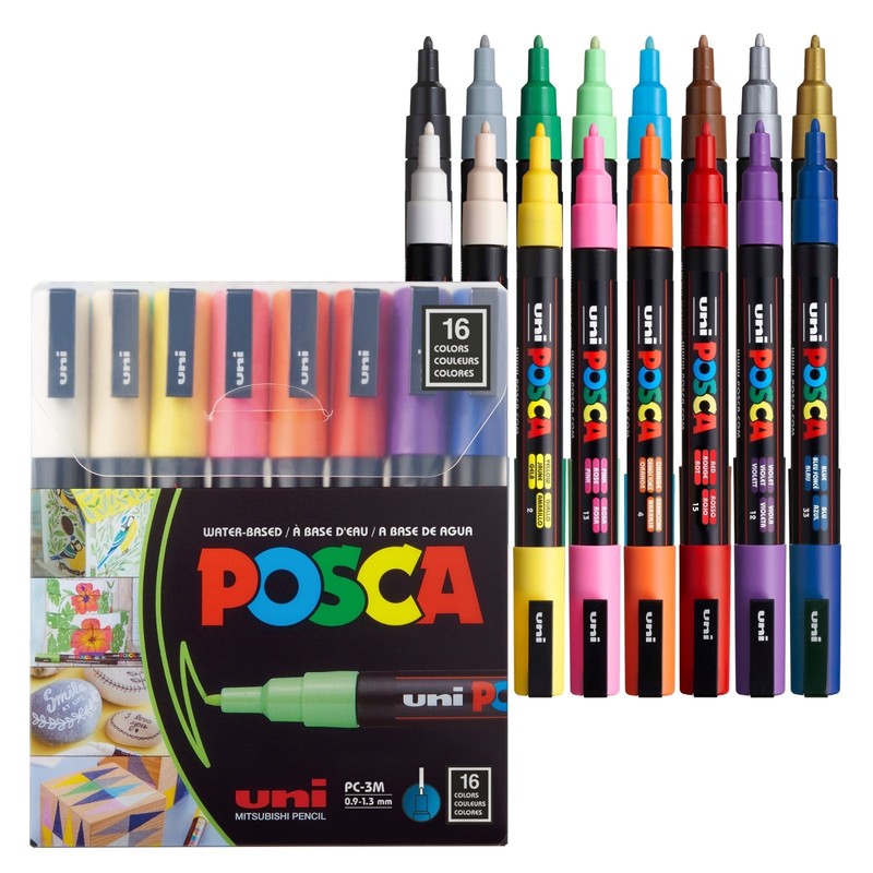 Posca Acrylic Paint Marker Set Water-based 16 Color PC-5M Medium Point