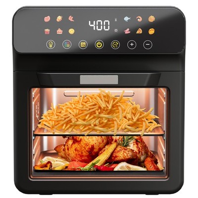 Air Fryer 12QT Convection Oven 10-in-1 Visible Window Touch Black(Open Box)