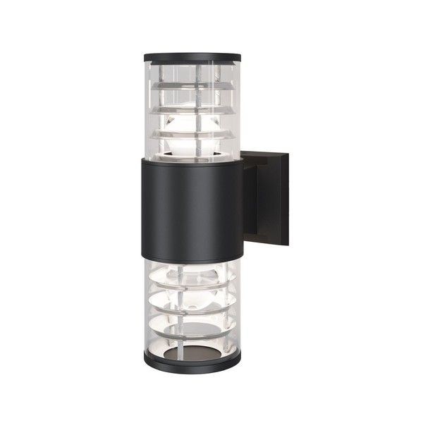 Wandlampe Outdoor Aluminium Schwarz IP54 Garten H:32 Cm E27 Up Down Wandleuchte-image