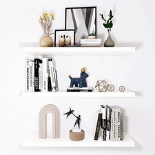 White Floating Shelves, Wall Shelves for Bathroom/Living Room/Bedroom/Kitchen...
