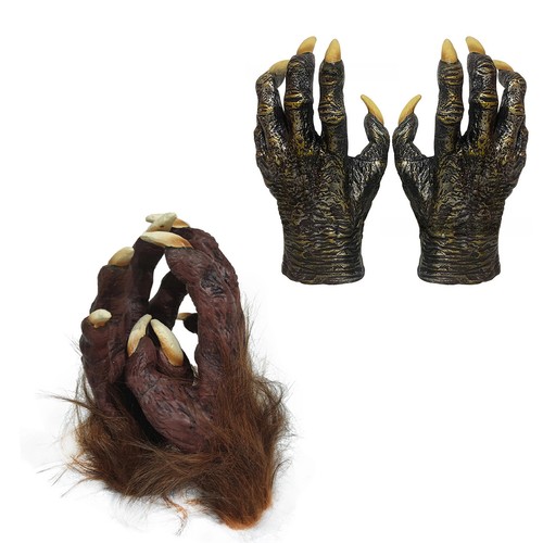 1 par de guantes de miedo de Halloween patas de hombre lobo guantes de mano góticos cosplay garras - Imagen 3 de 18