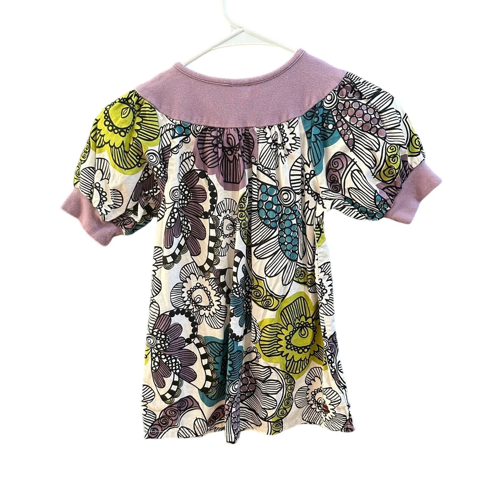 Tea Collection Dress Wide Collar Puffy Sleeve Purple Paisley 100% Cotton Size 5 - Image 2 of 4